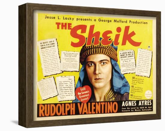 The Sheik Movie Rudolph Valentino Agnes Ayres Adolphe Menjou Poster Print-null-Framed Poster