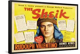 The Sheik Movie Rudolph Valentino Agnes Ayres Adolphe Menjou Poster Print-null-Framed Poster