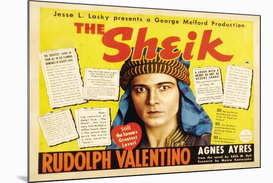 The Sheik Movie Rudolph Valentino Agnes Ayres Adolphe Menjou Poster Print-null-Mounted Poster