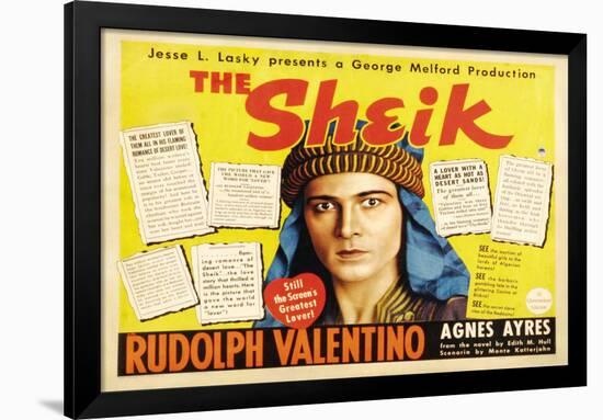 The Sheik Movie Rudolph Valentino Agnes Ayres Adolphe Menjou Poster Print-null-Framed Poster