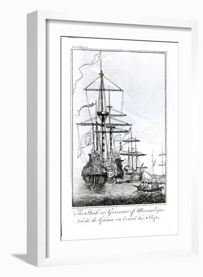 The Sheik or Governor of Mozambique Visits Da Gama on Board His Ship-null-Framed Giclee Print