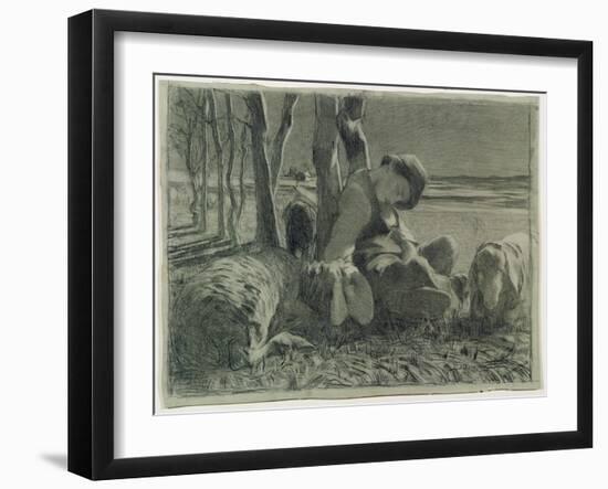 The Shepherd Asleep, 1888-Giovanni Segantini-Framed Giclee Print