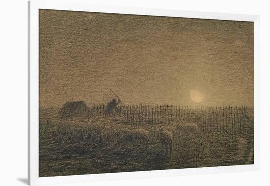 The Shepherd at the Fold by Moonlight-Jean-François Millet-Framed Giclee Print