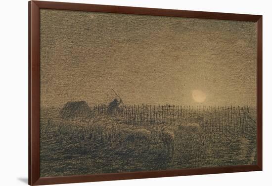 The Shepherd at the Fold by Moonlight-Jean-François Millet-Framed Giclee Print
