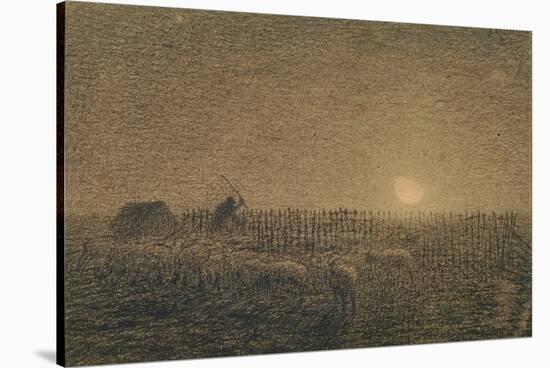 The Shepherd at the Fold by Moonlight-Jean-François Millet-Stretched Canvas