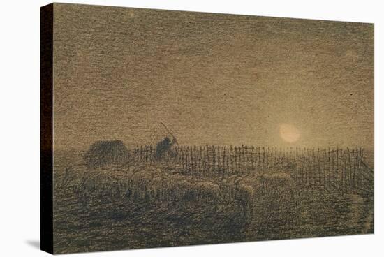 The Shepherd at the Fold by Moonlight-Jean-François Millet-Stretched Canvas