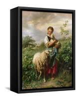 The Shepherdess, 1866-Johann Baptist Hofner-Framed Stretched Canvas