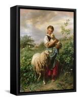 The Shepherdess, 1866-Johann Baptist Hofner-Framed Stretched Canvas