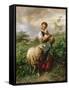 The Shepherdess, 1866-Johann Baptist Hofner-Framed Stretched Canvas