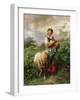 The Shepherdess, 1866-Johann Baptist Hofner-Framed Premium Giclee Print