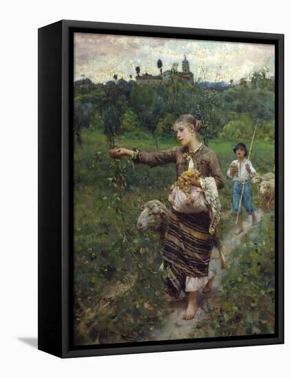 The Shepherdess-Francesco Paolo Michetti-Framed Stretched Canvas