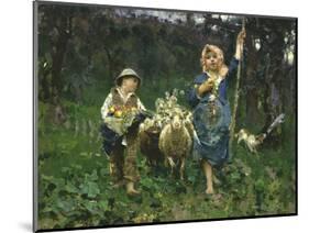 The Shepherdesses-Francesco Paolo Michetti-Mounted Premium Giclee Print
