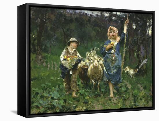 The Shepherdesses-Francesco Paolo Michetti-Framed Stretched Canvas