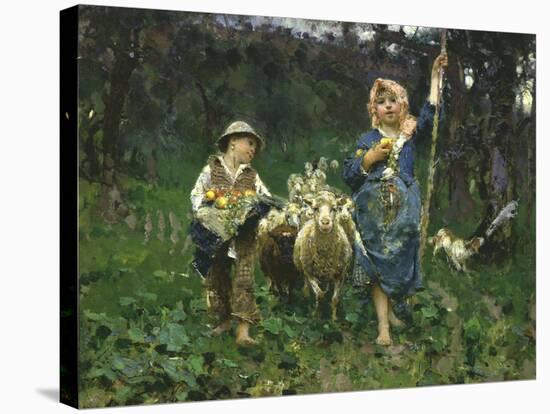The Shepherdesses-Francesco Paolo Michetti-Stretched Canvas