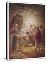 The Shepherds Come to See Mary Joseph and Their Baby Jesus-William Hole-Stretched Canvas