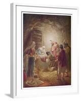 The Shepherds Come to See Mary Joseph and Their Baby Jesus-William Hole-Framed Art Print