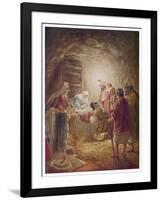 The Shepherds Come to See Mary Joseph and Their Baby Jesus-William Hole-Framed Art Print