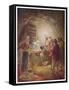 The Shepherds Come to See Mary Joseph and Their Baby Jesus-William Hole-Framed Stretched Canvas