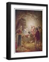 The Shepherds Come to See Mary Joseph and Their Baby Jesus-William Hole-Framed Art Print