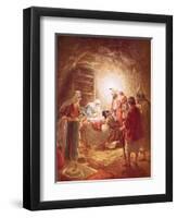 The Shepherds Finding the Infant Christ Lying in a Manger-William Brassey Hole-Framed Premium Giclee Print