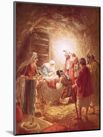 The Shepherds Finding the Infant Christ Lying in a Manger-William Brassey Hole-Mounted Premium Giclee Print