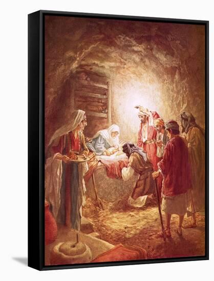 The Shepherds Finding the Infant Christ Lying in a Manger-William Brassey Hole-Framed Stretched Canvas