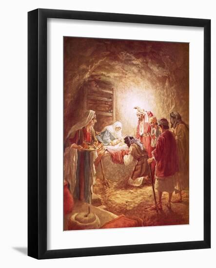 The Shepherds Finding the Infant Christ Lying in a Manger-William Brassey Hole-Framed Giclee Print