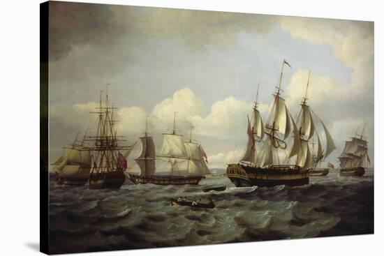 The Ship Castor and Other Vessels in Choppy Sea, 1802-Thomas Luny-Stretched Canvas