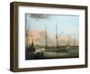 The Ship 'Charlotte' from Chittagong, Bangladesh, and Other Ships, Anchored in the Hugli River (Ind-Franz Balthazar Solvyns-Framed Giclee Print