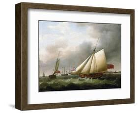 The Ship 'Fly' and Other Vessels, South of the Downs (England), Bearing the Union Jack Flag. Oil On-Francis Holman-Framed Giclee Print