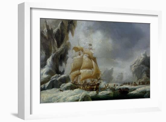 The Ship of Jules Dumont D'Urville Stuck in an Ice Floe in Antarctica-Louis Garneray-Framed Giclee Print