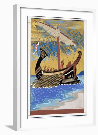 The Ship of Odysseus, from 'Homer: The Odessy', Published Paris 1930-33-Francois-Louis Schmied-Framed Giclee Print