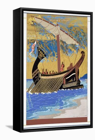 The Ship of Odysseus, from 'Homer: The Odessy', Published Paris 1930-33-Francois-Louis Schmied-Framed Stretched Canvas