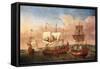 The Ship 'Peregrine' and Other Royal Vessels, off Greenwich, around 1710. Oil on Canvas, around 171-Jan Griffier-Framed Stretched Canvas