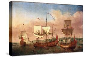 The Ship 'Peregrine' and Other Royal Vessels, off Greenwich, around 1710. Oil on Canvas, around 171-Jan Griffier-Stretched Canvas