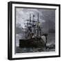 The Ship “The Great Eastern”” Installs the Cable for the Transatlantic Telegraph between Europe And-null-Framed Giclee Print