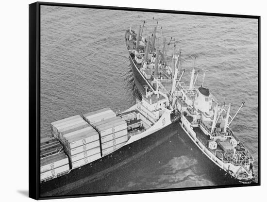 The Ship Trans Hawaii Ramming into a Freighter-null-Framed Stretched Canvas