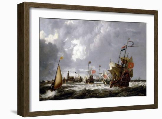 The Ships' Hercules' and 'Eenhorn', off the Coast of Hoorn (Holland), with a Description of the Cit-Bonaventura Peeters-Framed Giclee Print