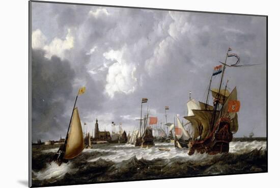 The Ships' Hercules' and 'Eenhorn', off the Coast of Hoorn (Holland), with a Description of the Cit-Bonaventura Peeters-Mounted Giclee Print