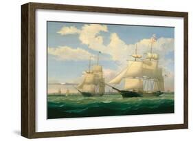 The Ships “Winged Arrow” and “Southern Cross” in Boston Harbor, 1853-Fitz Hugh Lane-Framed Art Print