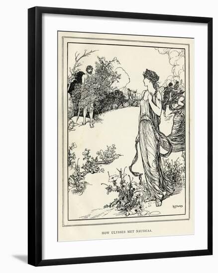 The Shipwrecked Odysseus Meets Nausicaa Daughter of King Alcinous-Henry Justice Ford-Framed Art Print