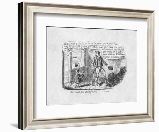 'The Shop for Bargains', 1829-George Cruikshank-Framed Giclee Print