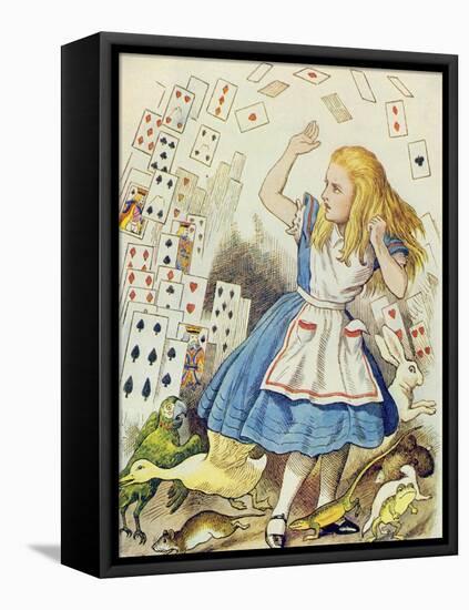 The Shower of Cards, Illustration from Alice in Wonderland by Lewis Carroll-John Tenniel-Framed Stretched Canvas