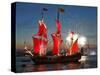 The Shtandart Frigate with Scarlet Sails Floats on the Neva River-null-Stretched Canvas