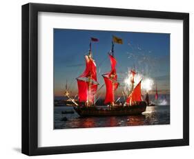 The Shtandart Frigate with Scarlet Sails Floats on the Neva River-null-Framed Photographic Print