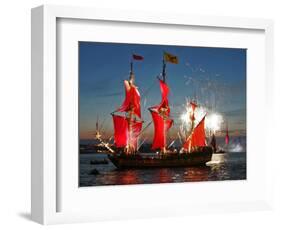 The Shtandart Frigate with Scarlet Sails Floats on the Neva River-null-Framed Photographic Print