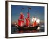 The Shtandart Frigate with Scarlet Sails Floats on the Neva River-null-Framed Photographic Print