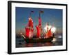 The Shtandart Frigate with Scarlet Sails Floats on the Neva River-null-Framed Photographic Print