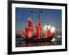 The Shtandart Frigate with Scarlet Sails Floats on the Neva River-null-Framed Photographic Print