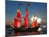 The Shtandart Frigate with Scarlet Sails Floats on the Neva River-null-Mounted Photographic Print